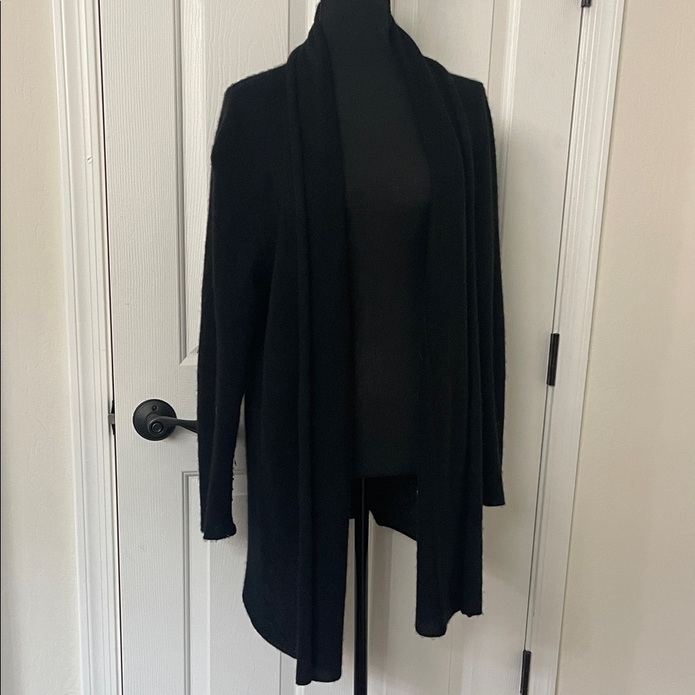 100% Cashmere Black Women's Open Cardigan Lightweight Sweater classic old money